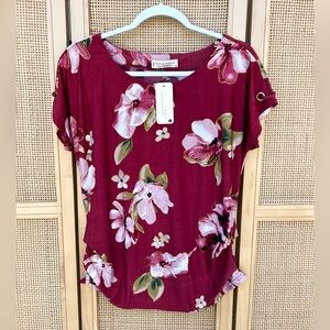 JON & ANNA Floral Print Short Sleeve Blouse
